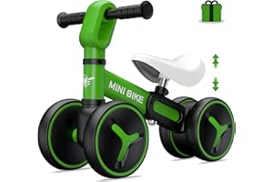 YGJT Baby Balance Bike for 1 Year Old Boys Girls, 12-36 Months Riding Toys Toddler Bike with Adjustable Seat, No Pedal Infant 4 Wheels Bicycle, Baby's First Bike First Birthday Gift Christmas