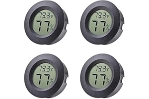 VEANIC 4-pack Mini Hygrometer Thermometer Fahrenheit Indoor Room Round Humidity Temperature Gauge for 3D Printer Home Jars Reptile Incubator Guitar Case