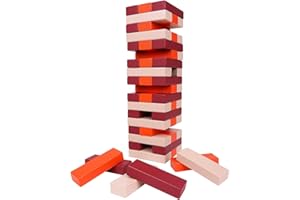 GOTHINK Wooden Blocks Stacking Board Games, 54PCS Classic Tumbling Stacking Blocks Game for Kids and Families, Wood Building Balancing Blocks Montessori Toys Gift Set for Kids Boys Girls - New Version