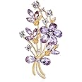 YOQUCOL Red Colour Zircon Crystal Poppy Flower Bouquet Shape Brooch Pins for Woman Gift