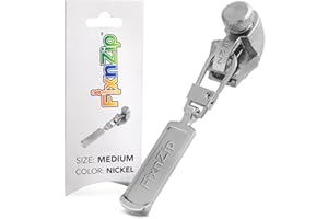 FixnZip (Medium, Nickel) - See Size Guide - Universal Zipper Repair Kit for Jackets, Luggage, Bags - Backpack Zipper Replacement Repair Kit - Instant Zipper Fix