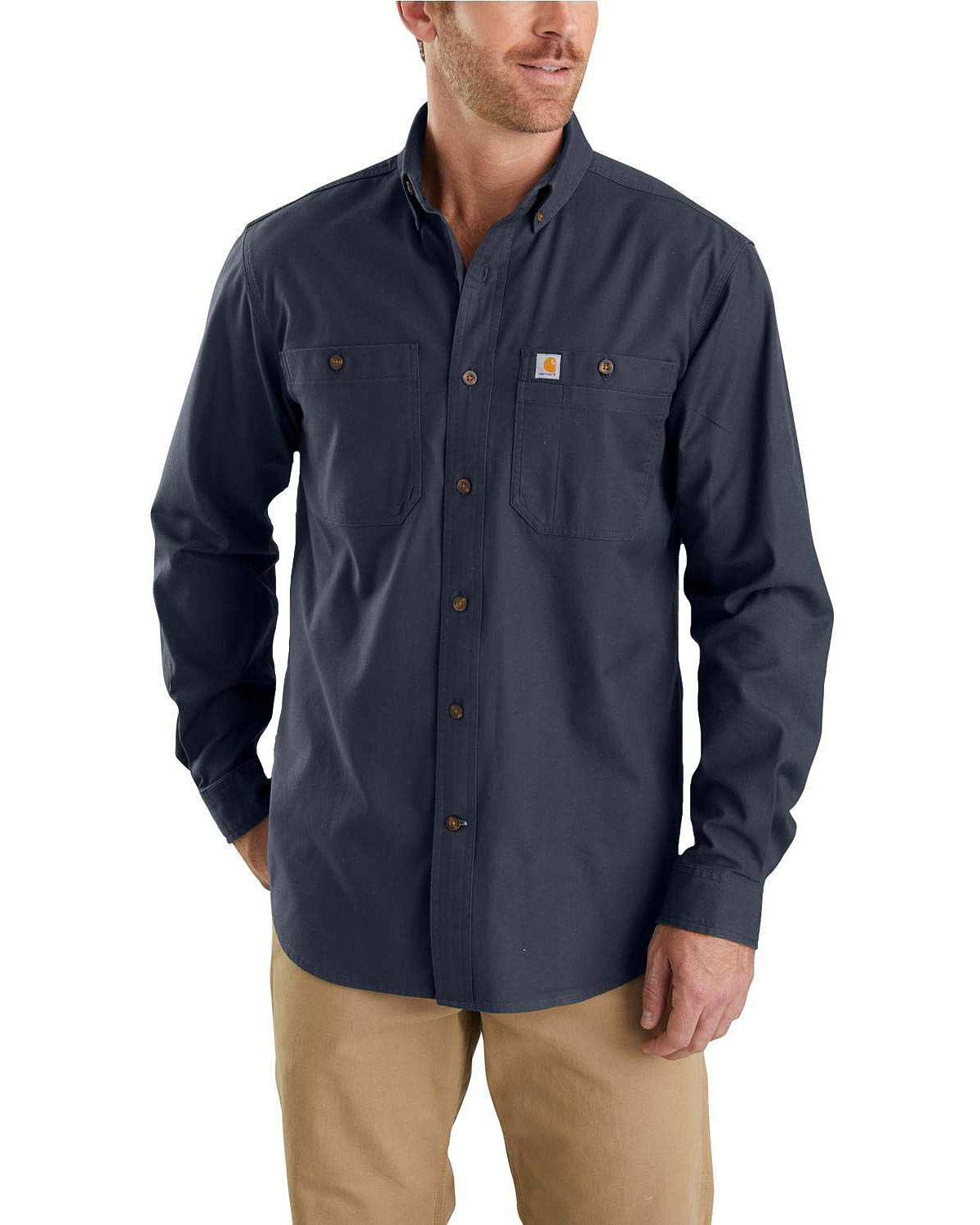 Photo 1 of Carhartt Men's Rugged Flex Rigby Long Sleeve Work Shirt Shirt, -navy, 2X-Large