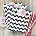 Navy Blue and White Paper Treat Sacks - Chevron Polka Dot Favor Bags - 5.5 x 7.5 Inches - 48 Pack