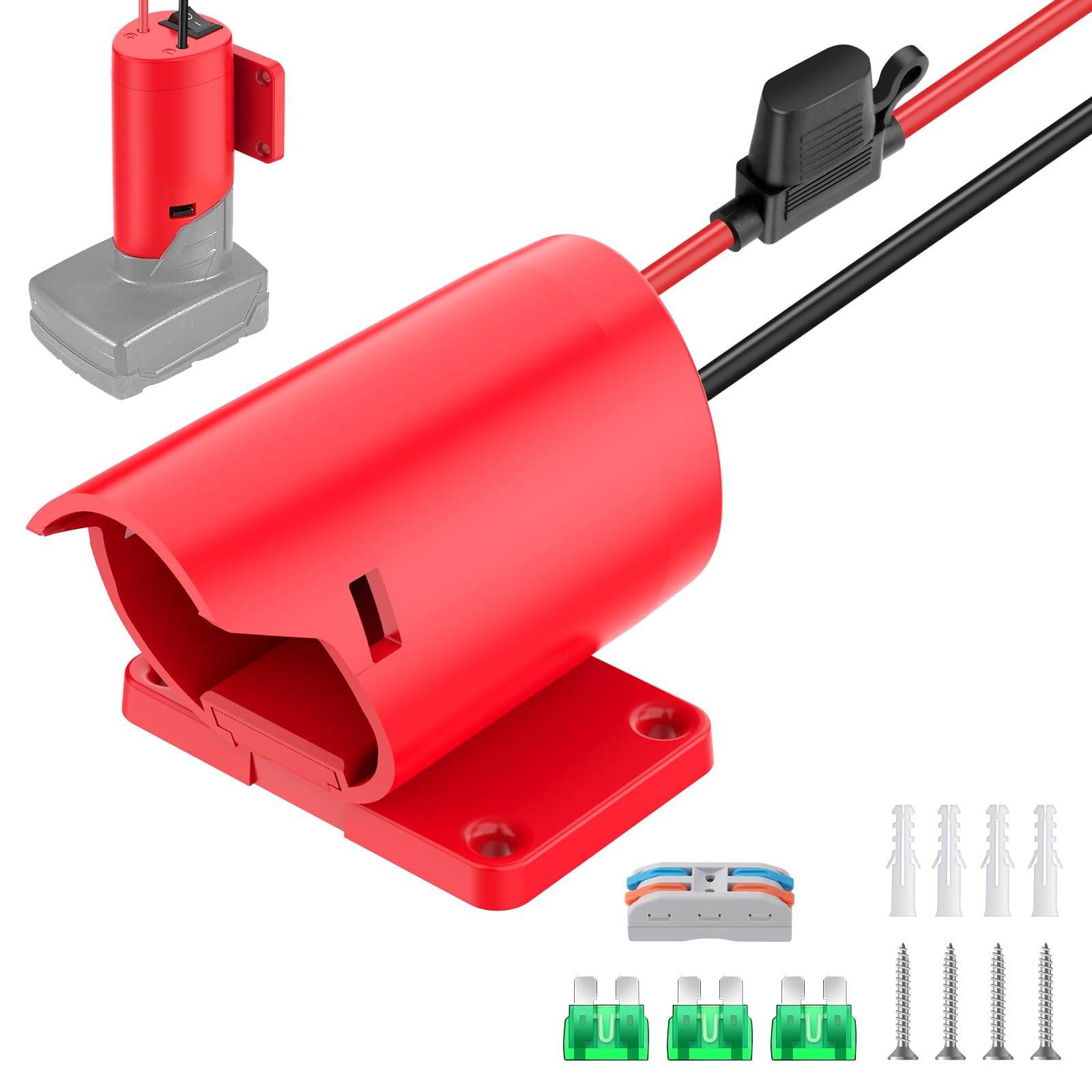Photo 1 of 1 Packs Power Wheel Adapter for Milwaukee M12 Battery Adapter 12V Power Wheel Battery Conversion Kit with Switch, Fuse & Wire Terminals, 12AWG Wire, Power Connector for DIY Rc Car Toys and Robotics