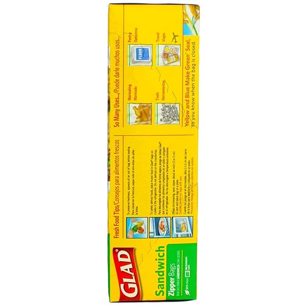 GLAD FOOD STORAGE ZIPPER SANDWICH BAGS 50 COUNT BOX (PACK OF 3)