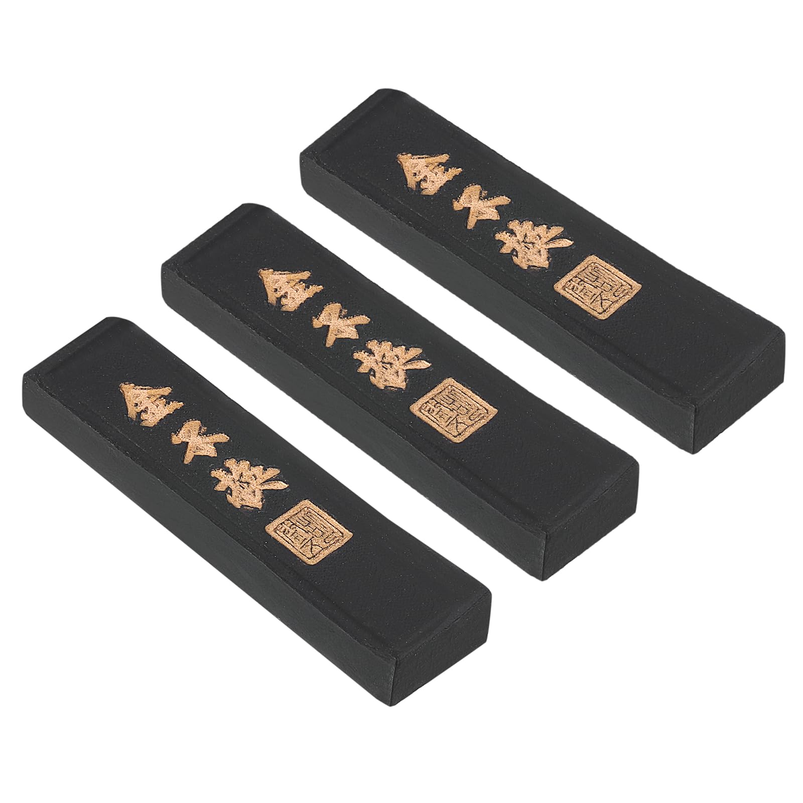PATIKIL 9.5x2.4x1cm Chinese Calligraphy Ink Stick, 3 Pcs Rectangle Oil Smoke Ink Stick for Traditional Calligraphy Practice Painting Drawing Supplies, Black