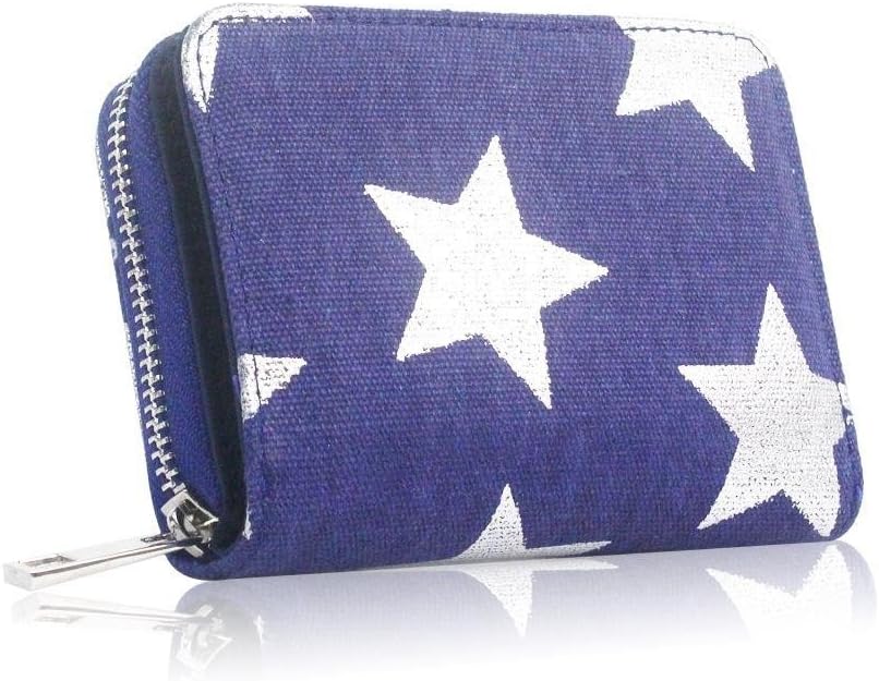 Womens Star Design Purse Medium Wallet Blue