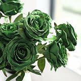 Veryhome 10 Pcs Artificial Roses Silk Flowers Single Stem Bridal Bouquets Dark view 6