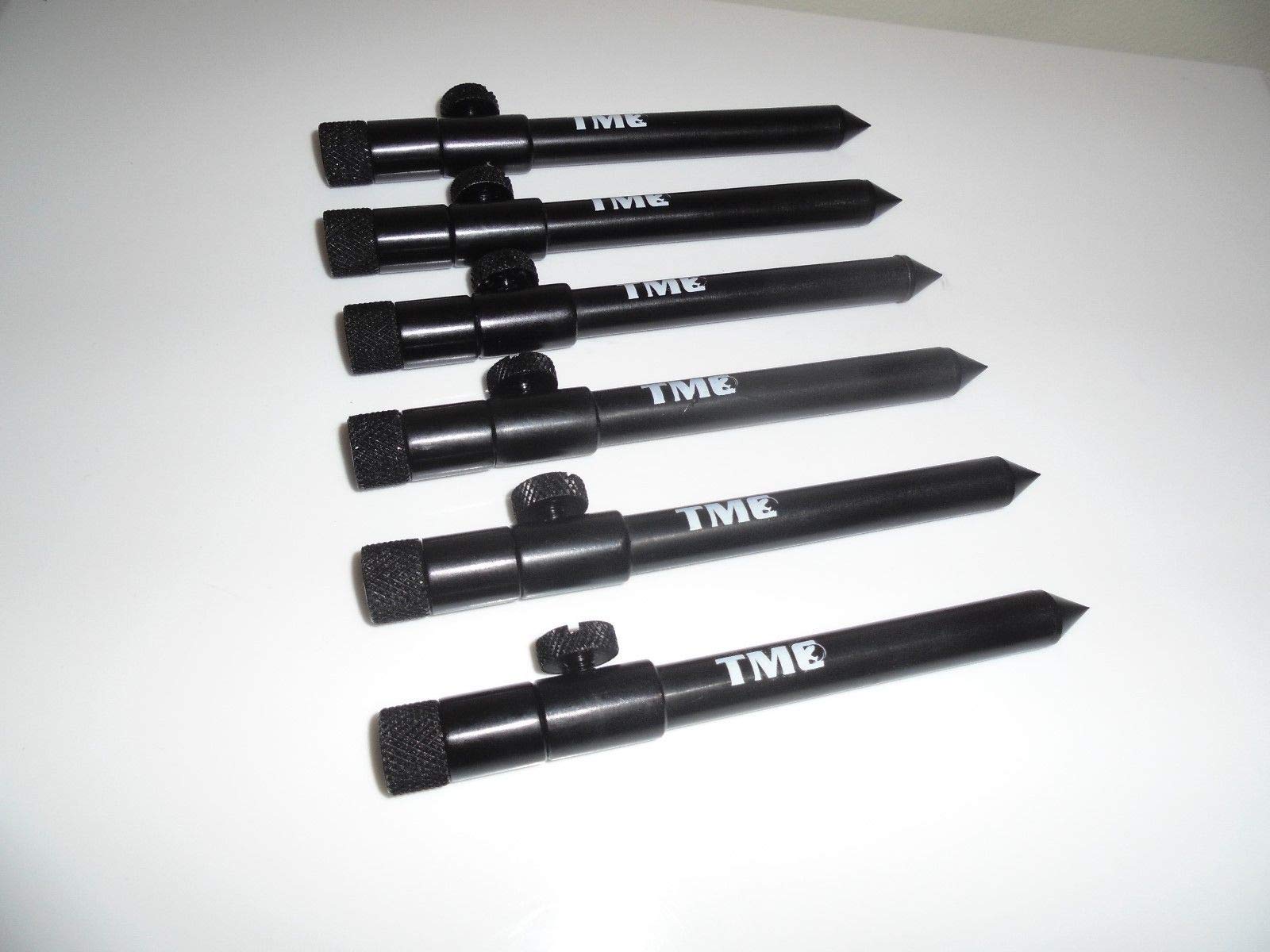 TMC 6 x Aluminium Bank Sticks 15-25 cm's. Rod Rests, Buzz Bar, Alarms. Fishing