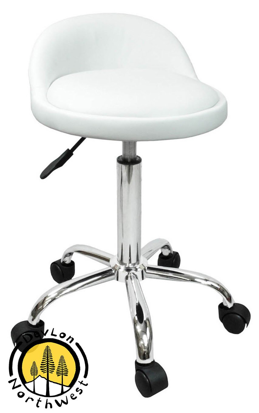 DevLon NorthWest Salon Stool with Back Rest Saddle Hydraulic Spa Stool (WHITE): Beauty