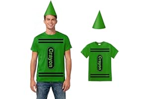DreamJ Halloween Crayon Costume T Shirt Set for Adults Men Women,Group Halloween Couple Costumes Funny Shirt Tutu Skirt Hat