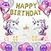 Unicorn Party Supplies Multicolor 26 Piece Decorations for Kids, Glitter Unicorn Headband for Birthday Girl, Gold Happy Birthday Banner By JIA LE