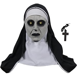 Flora Huxley Full Head Nun Mask, Latex, Horror Style, One Size Fits Most, Halloween Costume Prop for Adults