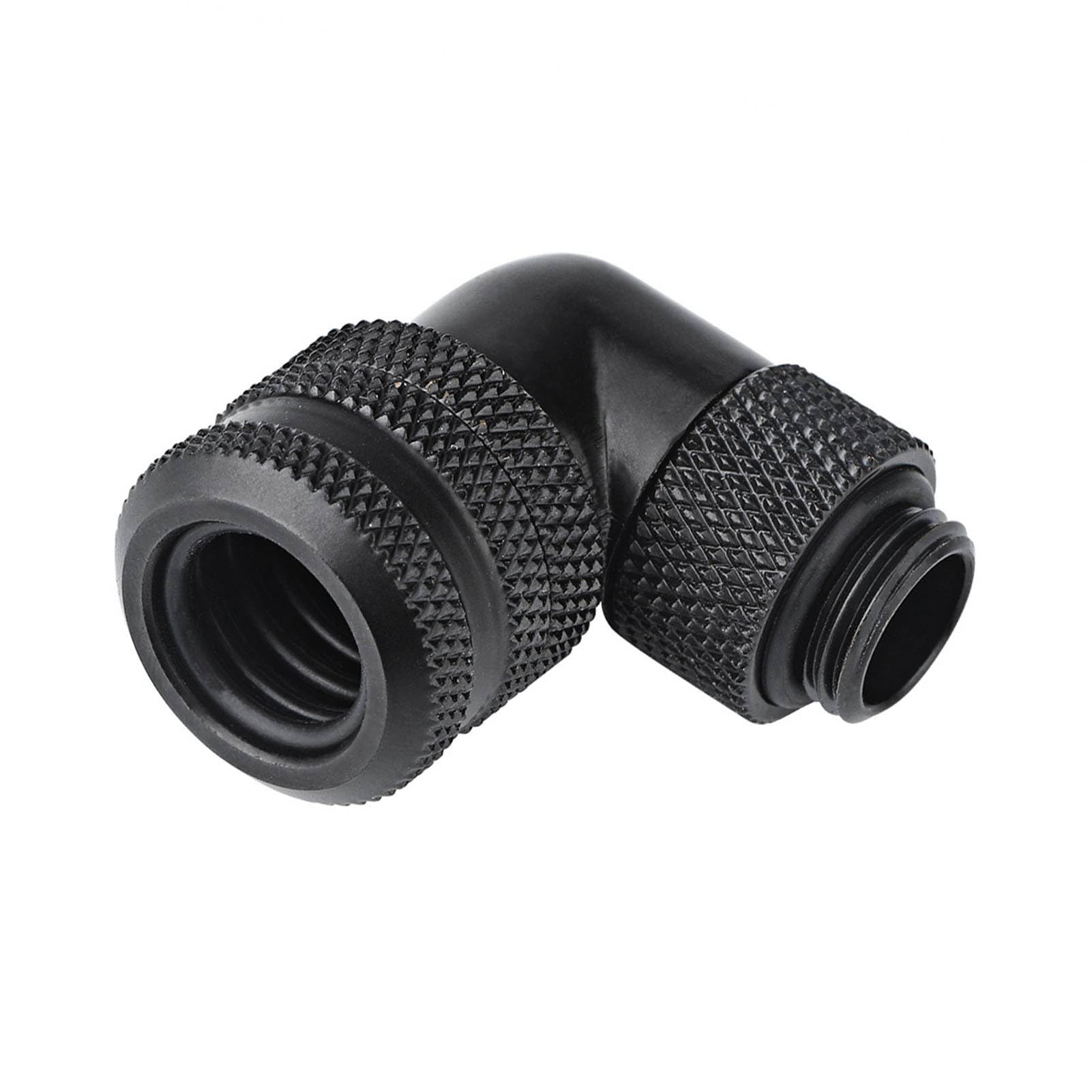 G1/4 Thread Fitting Adapter, 90 Degree Elbow Two-Touch Fitting Adapter G1/4 Thread for PC Water Cooling System(Male to Female, Black)