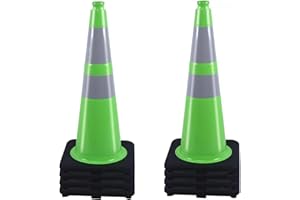 BESEA 8Pack 28" inch Traffic Cones Green Safety Cones with 6 inch Reflective Collar for Construction Driveway Road Parking Use(8 PCS)