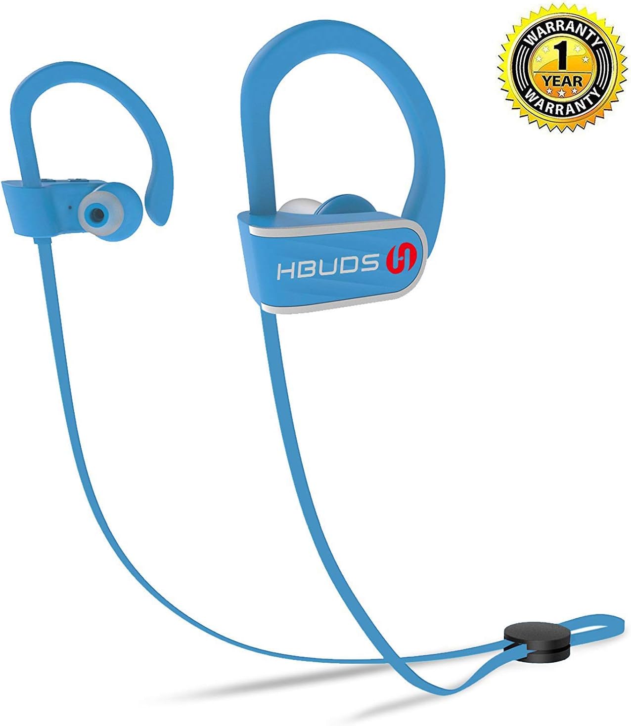 Bluetooth Headphones, Best Wireless Sport Earphones Hbuds H1 w/Mic IPX7 Waterproof HD Stereo in Ear Earbuds for Gym Running Working Out 9 Hour Battery Noise Cancelling (Blue)