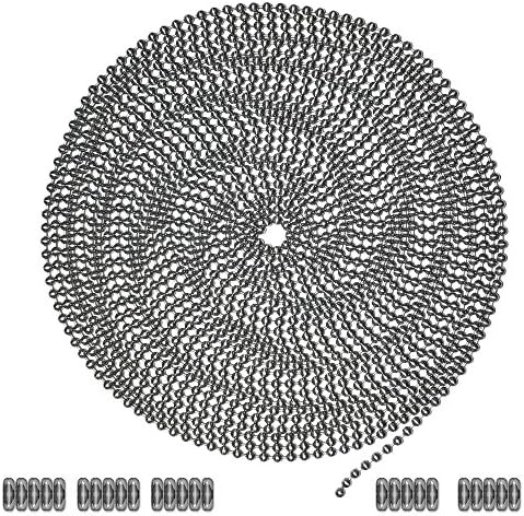 25 Foot Length Ball Chain, #8 Size, Stainless Steel, &amp; 25 Matching Connectors