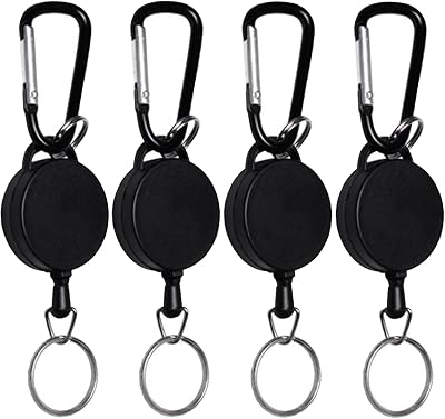 Wendergo Retractable Badge Reels 65cm Cord Black 3.2cm Reel Heavy Duty Key Ring