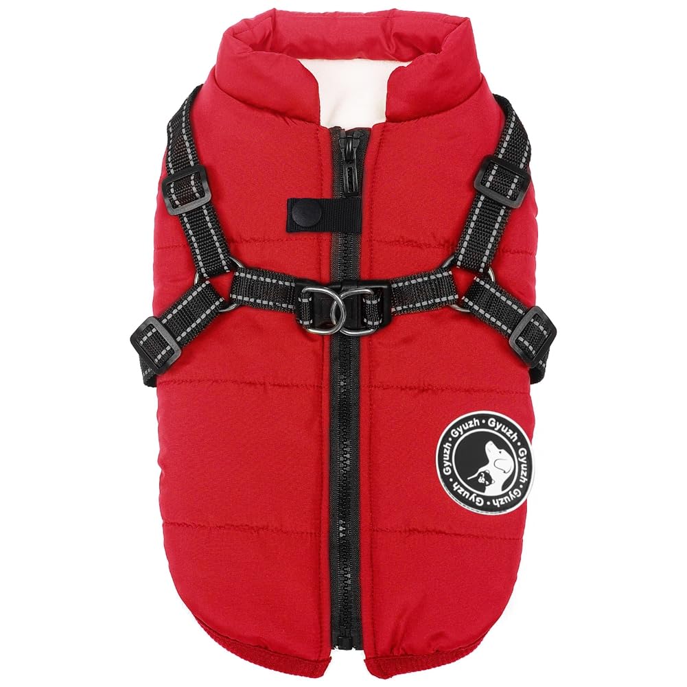 Jinpet Dog Coat with Harness Winter Dog Coat Fleece Dog Jacket Waterproof Dog Coat Zipper Dog Jacket Puppy Coat Small Dog Clothes Dog Coat with Reflective Harness for Smal Medium Large Dogs S-4XL