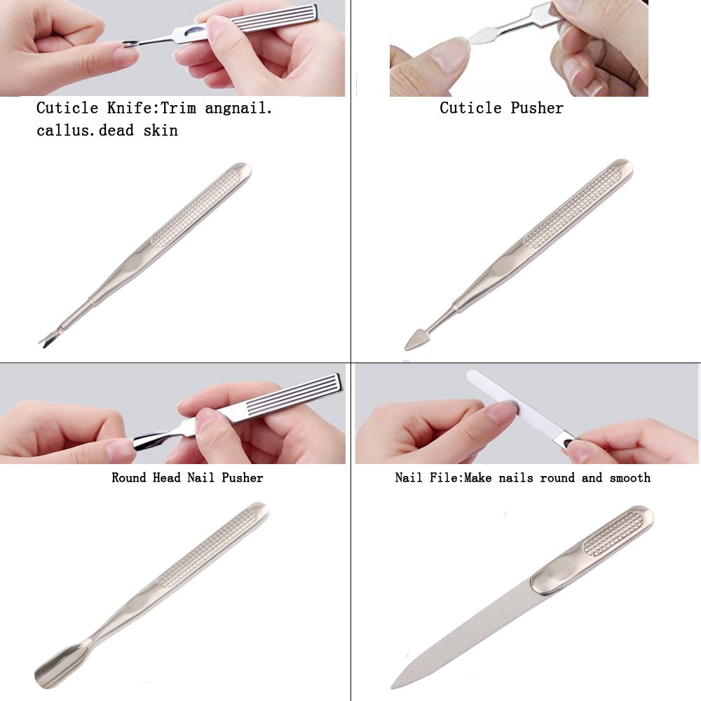 Manicure Pedicure Set Stainless Steel Nail Clippers Nail File Travel Grooming Kit with Protable Case-UHIBROS