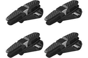 LSKASELUE 4 PCS Glasses Holders for Car Sun Visor, 180° Rotational Auto Sunglasses Hanger with Double-Ends, Vehicle Visor Eye