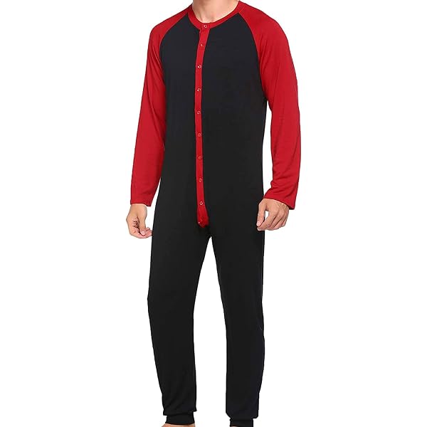 Ekouaer Men's Thermal Union Suit - One Piece Pajama With Button Front (S-XXL)