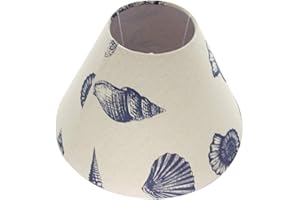 Heyiarbeit 1pcs Medium Lamp Shade Barrel Fabric Lampshade for Table Lamp and Floor Light Natural Linen Hand Crafted Marine Series Printing