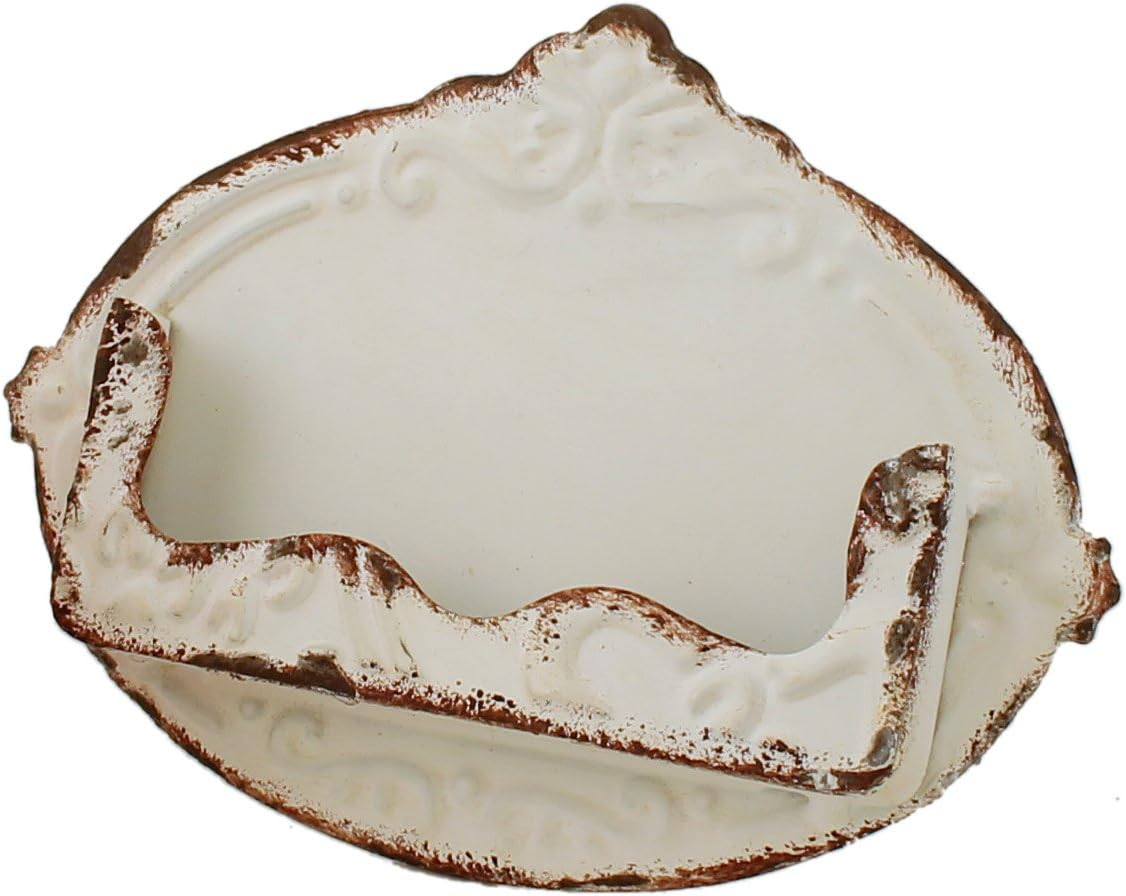 Pressed Metal Vintage Business Card Holder (White)