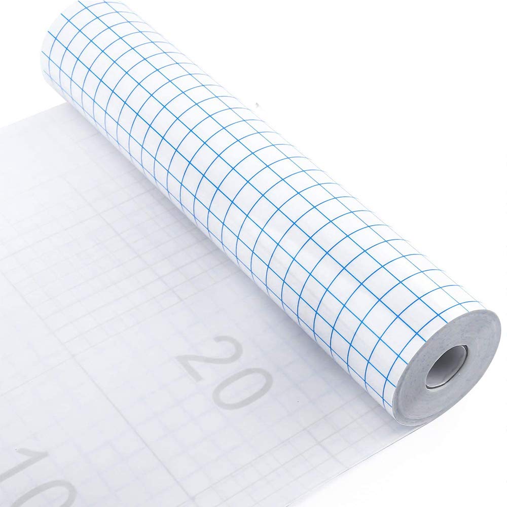 X SIM FITNESSX Transfer Tape for Vinyl -12” x 16.5 FT clear with blue alignment grid Cameo Self Adhesive Vinyl for Decals,Signs, Windows, Stickers (16.5 FT)