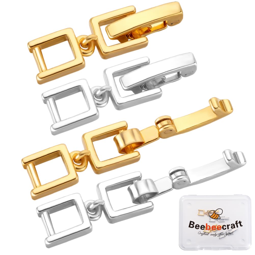 Beebeecraft 1 Box 6Pcs Foldover Extension Clasp 18K Gold & Platinum Plated Brass 29mm Necklace Bracelet Extenders Fold Over Clasps for Bracelet Necklace DIY Jewelry Making