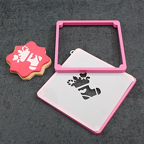 Cookie Stencil Frame, Stencil Frame for Fondant, Sugar and Royal Icing Cookie Making, Pink - Thumbnail 4
