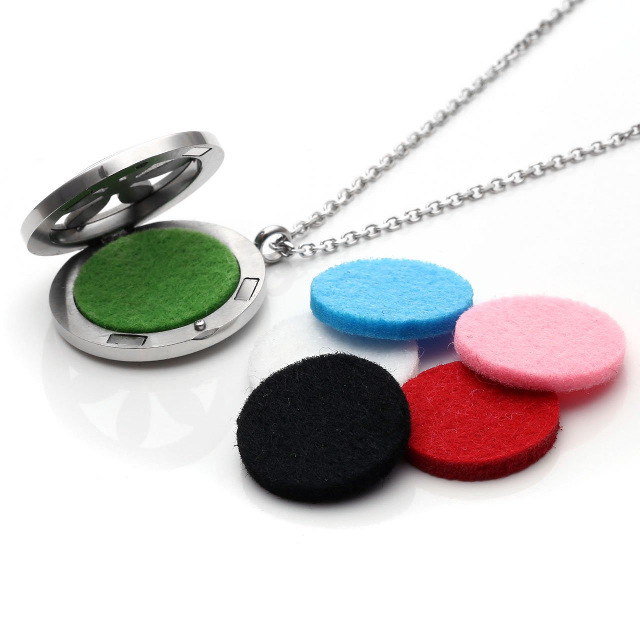 Zysta Stainless Steel Tree of Life Aromatherapy Perfume Essential Oil Fragrance Diffuser Necklace Locket Pendant w/ 6 Pads, 24 inches