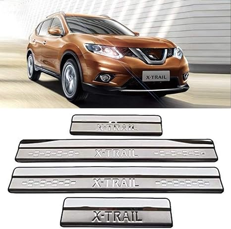Amazon Co Jp ドア スカッフプレート4個敷居スカッフプロテクターにとって日産エクストレイルt32 14 16 17 18 19 車のドア敷居スカッフプレートステッカープロテクター ステンレス鋼 ホーム キッチン