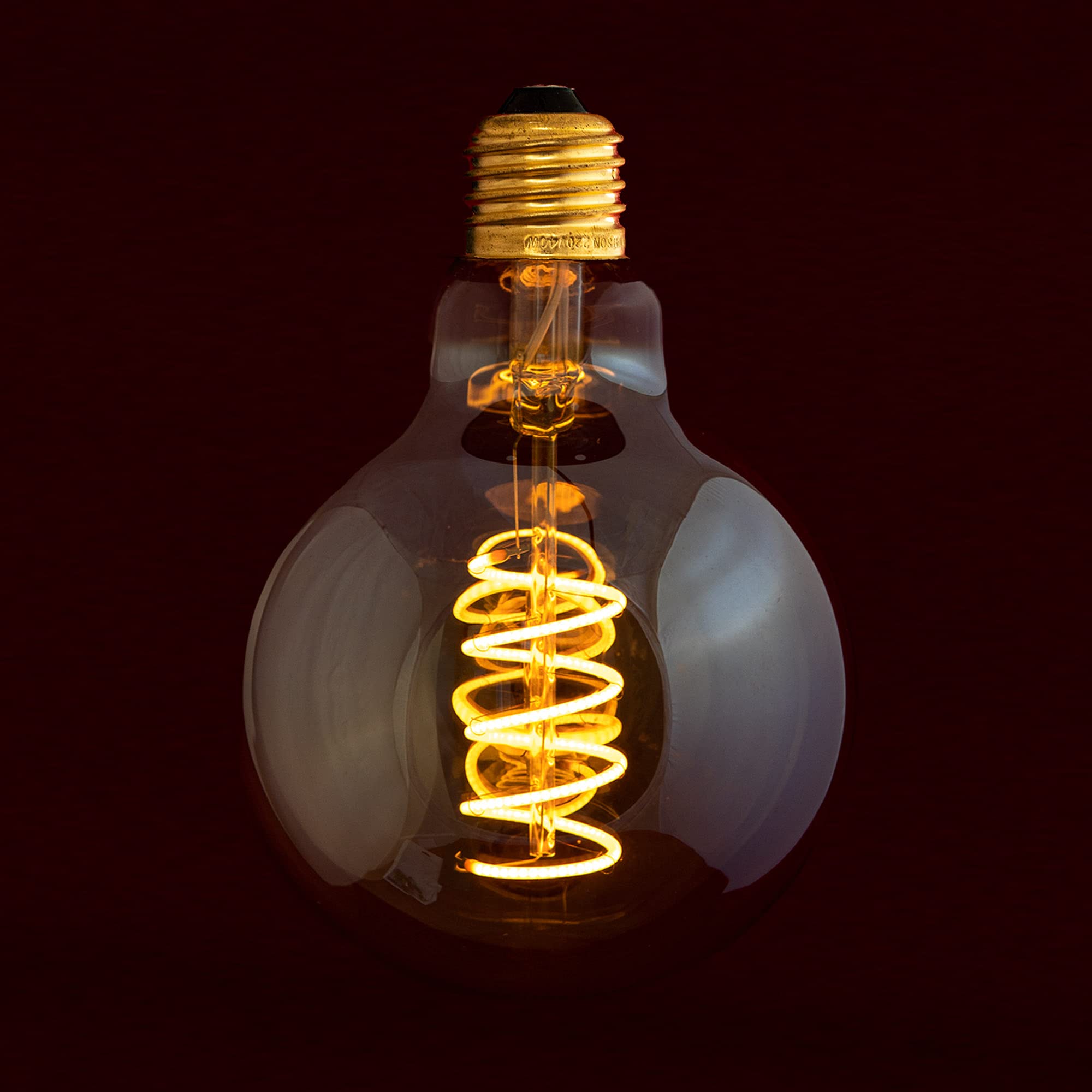 William & Watson LED Bulb E27 ES Dimmable Edison Screw Filament Retro Light Bulb with Large G95, Globe Amber Glass, 2200K Warm White Light Color 6W (Equivalent to 50W) [Energy Class A]