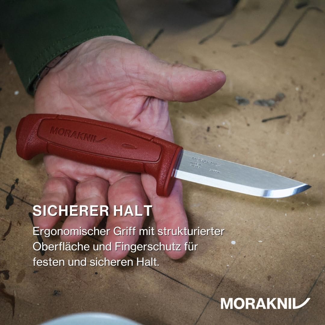 Morakniv Messer mit Scheide für Handwerker - 2-Pack Rot - Basic 511 C - Mora Messer Feststehende Klinge aus Kohlenstoffstahl - 2,0 mm - Hergestellt in Schweden - Outdoormesser feststehend 5