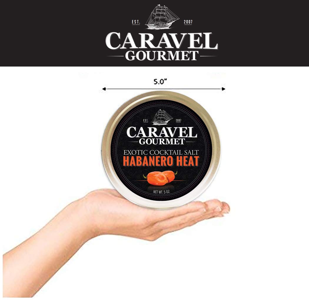 Habanero Heat Exotic Cocktail Salt - All-Natural Glass Rimmer & Finishing Sea Salt, Infused with Habanero Pepper - No MSG, Non-GMO, Gluten-Free - 5 oz. Stackable Tin : Grocery & Gourmet Food