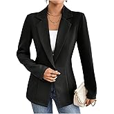 Floerns Women's Elegant Long Sleeve Button Blazers Business Casual Office Suit Jacket