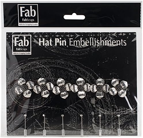 Silver Pin Embellishments 6/Pkg-Flower