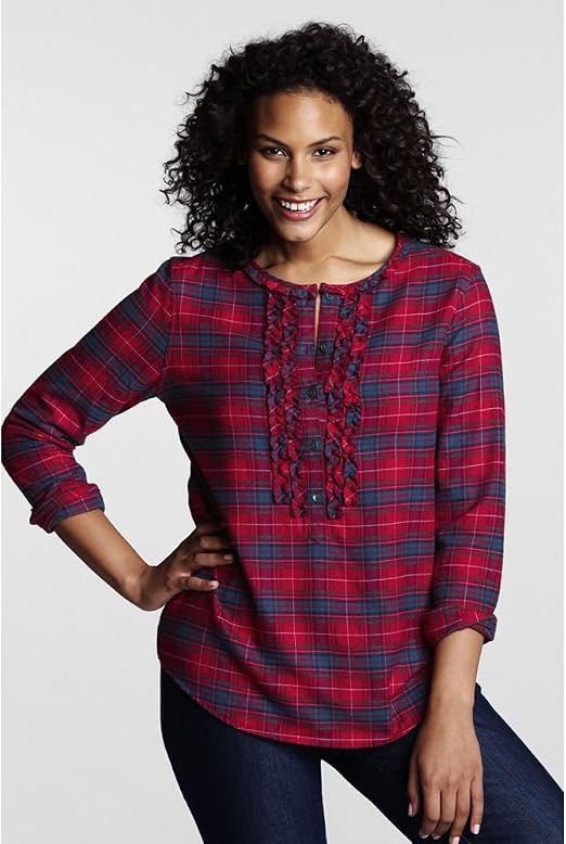 lands end women's plaid flannel shirt