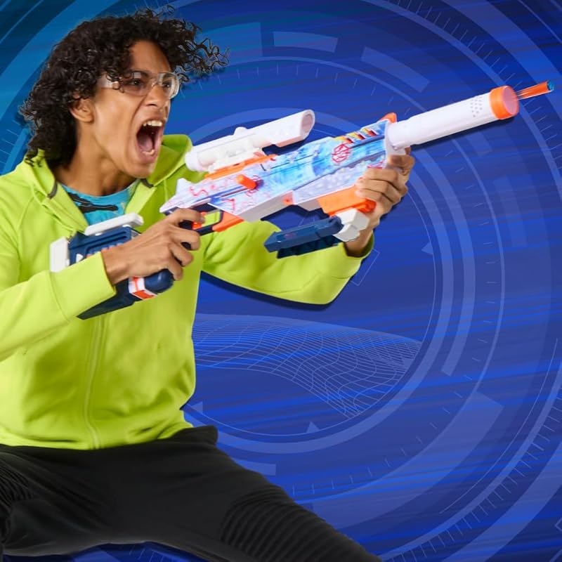 Loadout Arctic Zerostriker, Blaster et Fléchettes N1, Lanceur de Fléchettes Personnalisable en Mousse N1 pour Enfants et Ados – Canon, Crosse, Viseur et Bipied, Dès 8 Ans