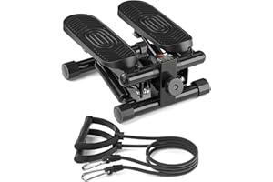DAEYEGIM Steppers for Exercise, Stair Stepper with Resistance Bands, Mini Stepper with 300LBS Loading Capacity, Hydraulic Fitness Stepper with LCD Monitor