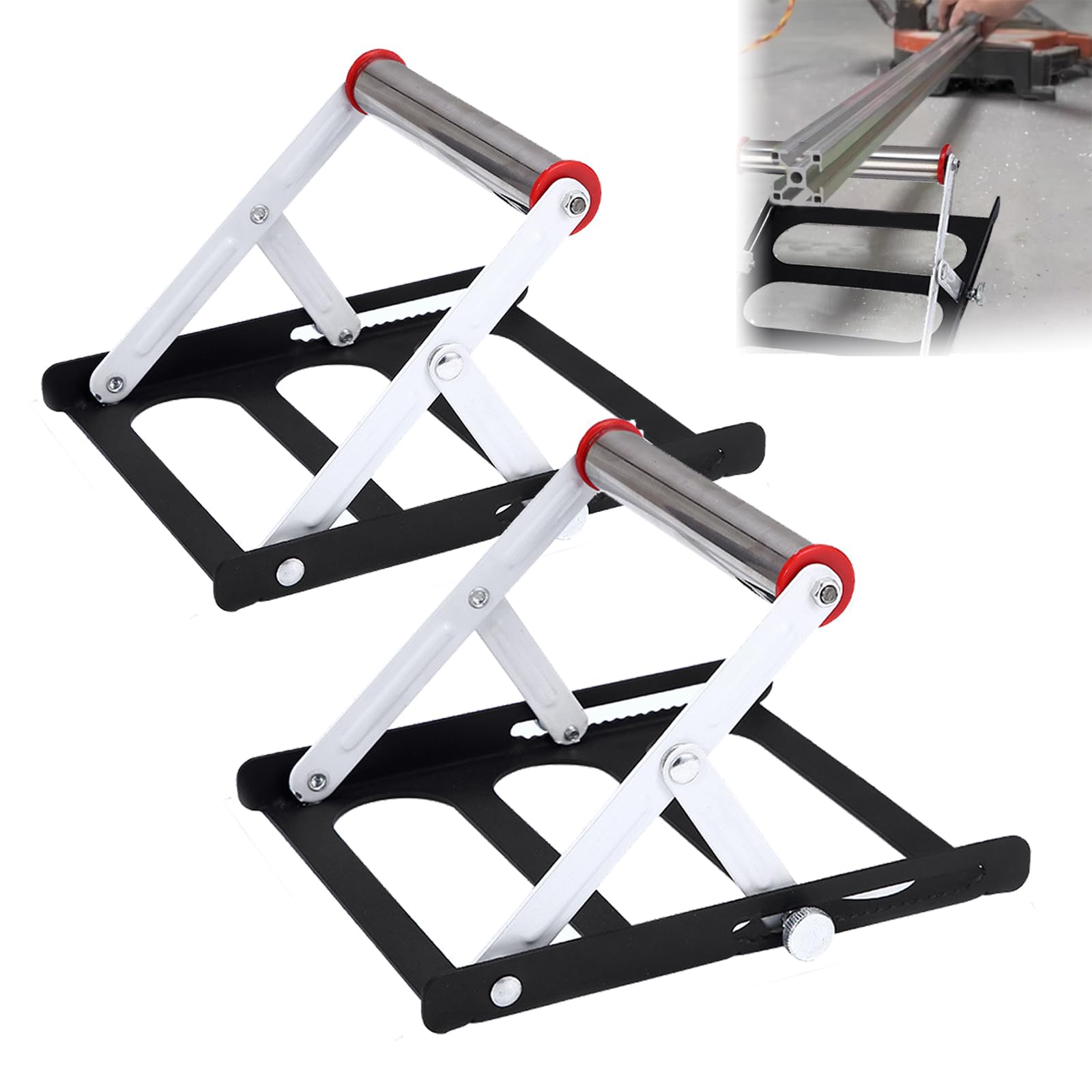 Sadodo Adjustable Cutting Machine Stand, Metal Support Frame, Pack 2PCS Set, Height Adjustable with retaining knob,Rotatable Top Support for Table Saws & Planers