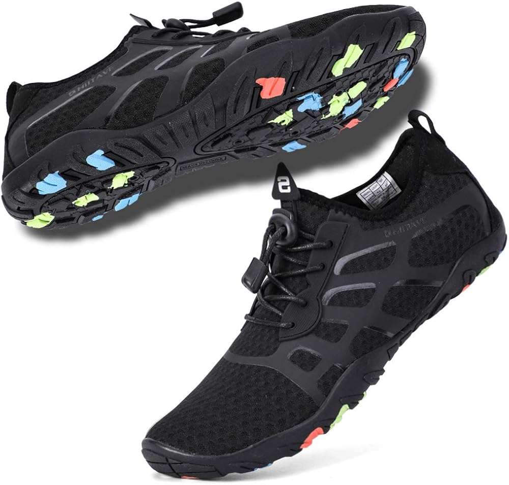  | hiitave Mens Womens Aqua Beach Water Shoes Quick Dry Barefoot Swim Socks for Surf Pool River Walking Diving Water Sports | Water Shoes