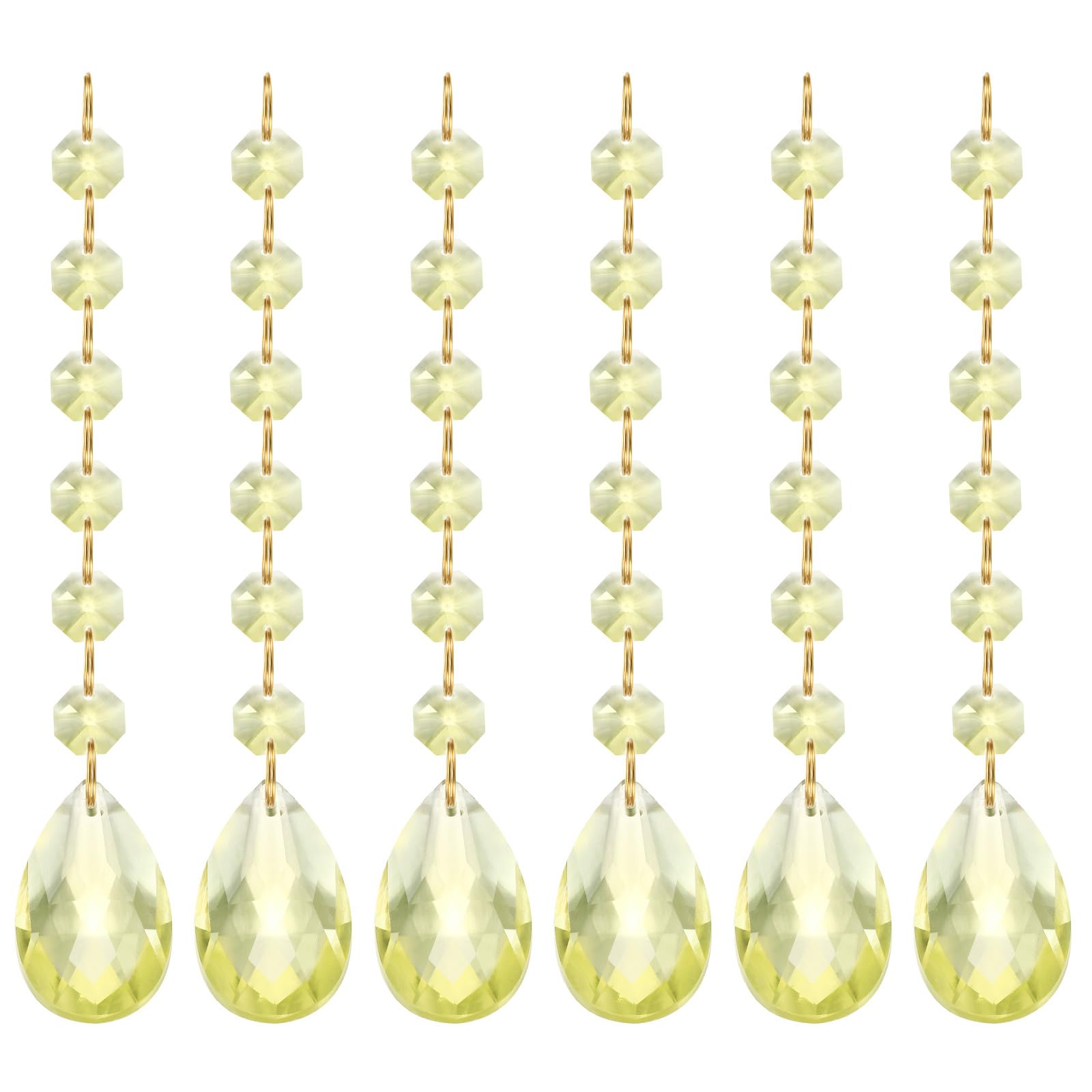 PATIKIL Teardrop Crystal Chandelier Pendants Beads, 6 Pack 160mm Length 38mm Chandelier Prisms Parts Ornaments Hanging Beads for DIY Arts Crafts Decoration, Light Yellow