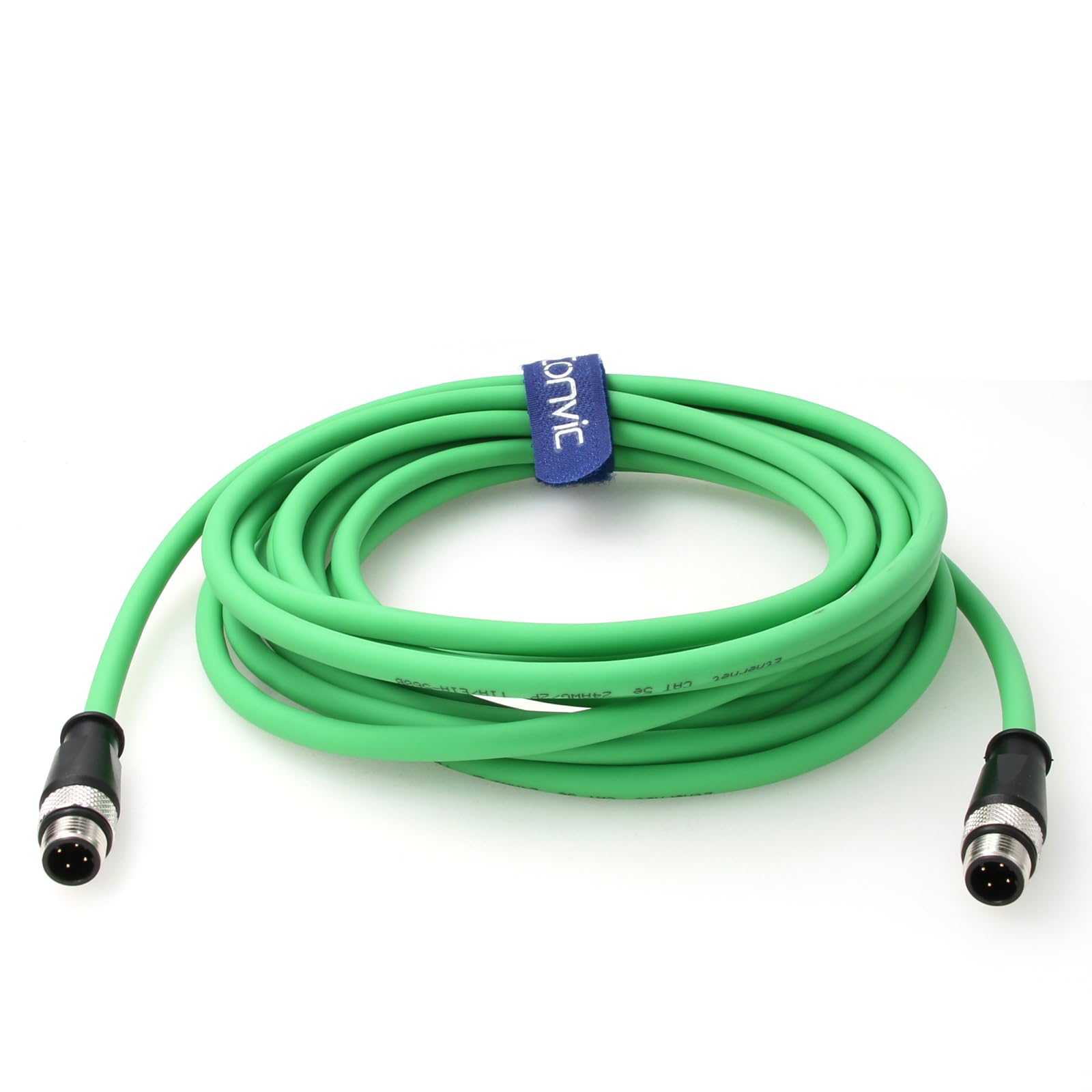 EONVIC Ethernet High Flex Cable M12 D Code 4 Pin to 4 Pin Male Cat5e Shielded Networking Cable for Cognex Industrial Camera (5m)