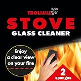 Trollull Stove Glass Cleaner for Woodburning Stoves 2 Pieces with Sponge view 2