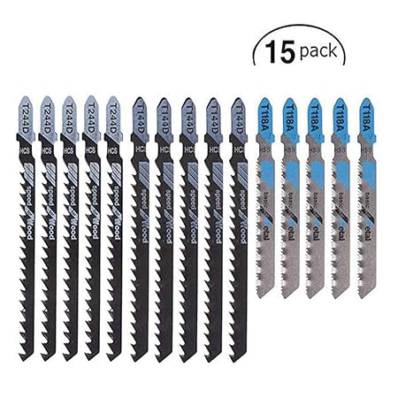 15tlg. Stichsägeblatt-Kassette Set Sägen T144D T244D T118A für Metal und Wood zum Sägen in Metall und Holz