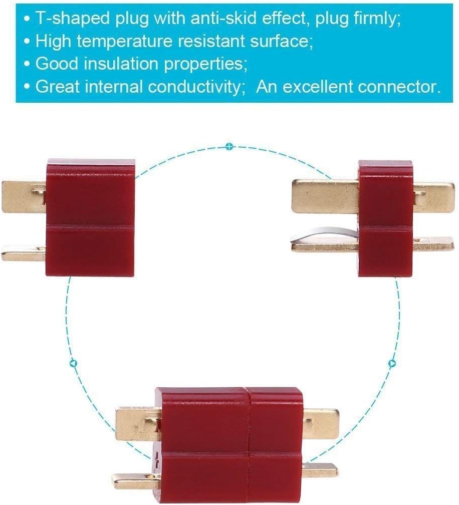 YUNIQUE GREEN-CLEAN-POWER - 20 T-Plug Deans Style Male and Female Connectors, Red - Image 3
