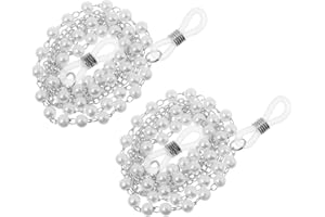 DRESSOOS 2pcs Pearl Bead Eyeglass Chain Women Eyewear Retainer Strap Silver Color Glasses Necklace