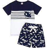 Bekarsy Toddler Baby Boy Clothes Boys Summer Outfits Short Sleeve Dinosaur T-Shirt & Shorts Set 2Pcs